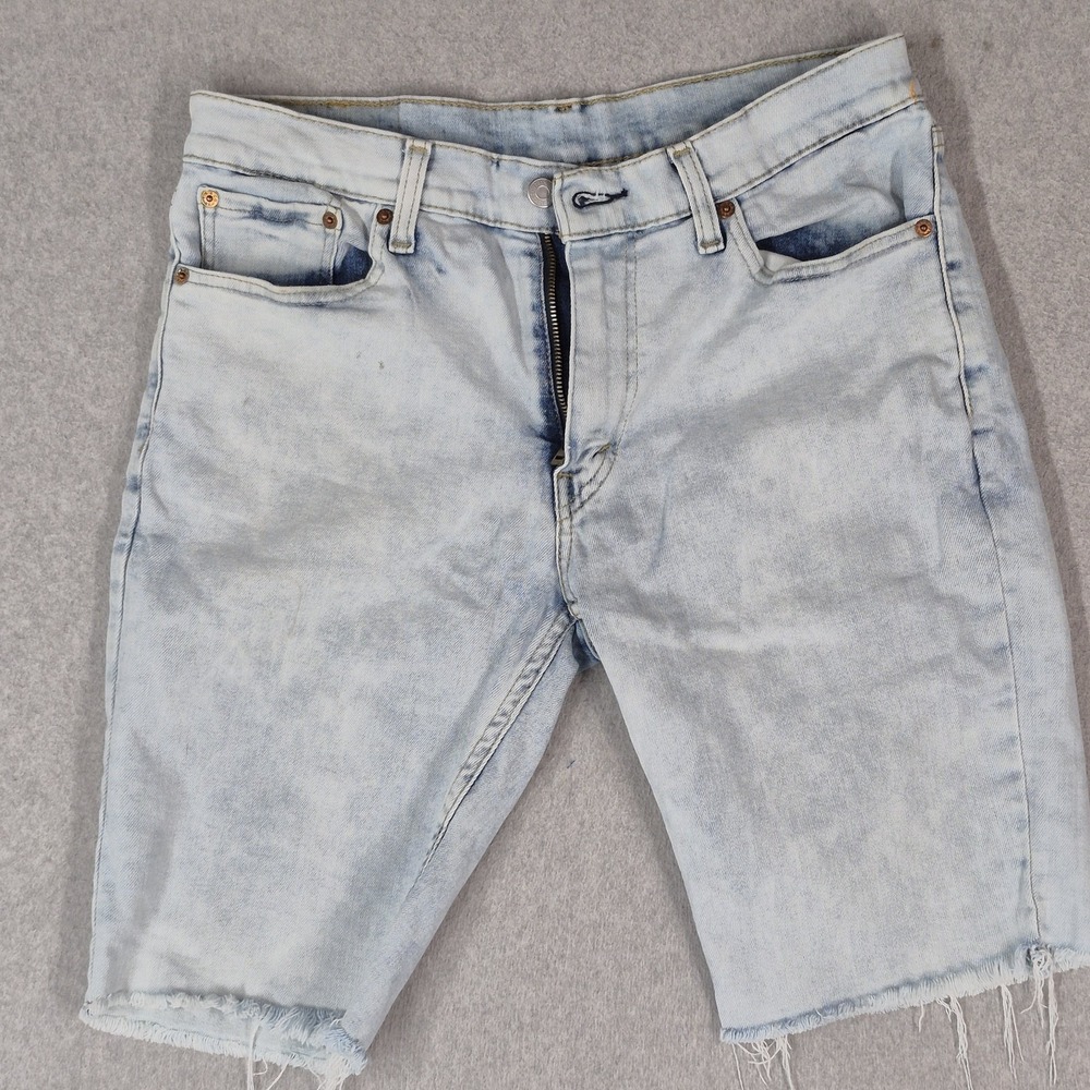 Levi's 511 Men Shorts W33 Light Blue Denim Shorts Cutoff 10" Inseam Logo